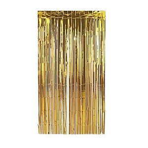 Cortina Metalizada Dourada 1x2m - Partiu Festa
