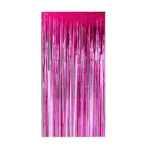 Cortina Metalizada Pink 1x2m - Partiu Festa