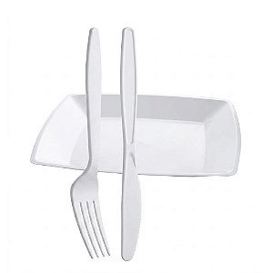 Kit Gourmet Churrasco Square Branco 10un - Plastilânia