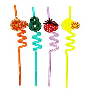 Canudo Divertido Espiral Frutas - Silver