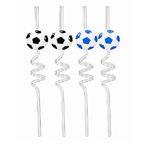 Canudo Divertido Espiral Futebol 4un - Silver