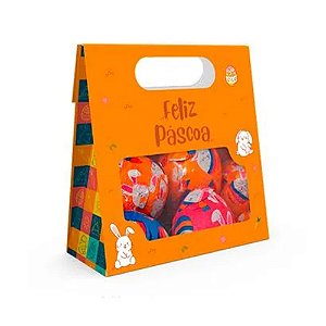 Saco com Alça e Visor Páscoa Divertida Desmontadas 10un - Ideia Embalagens