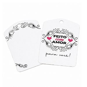 Tag Decorativa Feito Com Amor Para Você 10un - Hiper Embalagens
