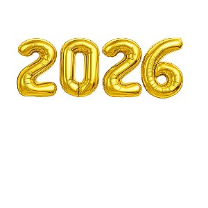 Balão Metalizado 34P 2026 Dourado - Silver