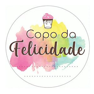 Etriqueta Adesiva Copo da Felicidade 60un - Hiper Embalagens