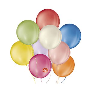 Balão 9 Liso Redondo Sortido 50un - São Roque