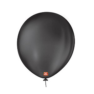 Balão 11 Liso Redondo Preto Ébano 25un - São Roque