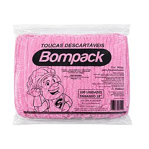 Touca Sanfonada Rosa 100un - Bompack