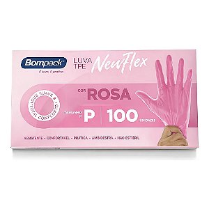 Luva Sem Pó Rosa P 100un - Bompak