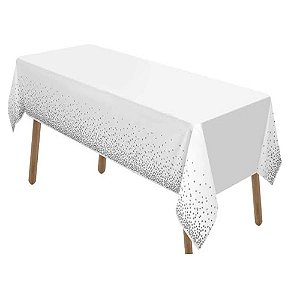 Toalha de Mesa Confetes Prateada 137x274cm - Silver
