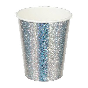 Copo Papel Holográfico Prata 10un - Silver