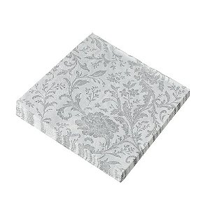 Guardanapo Bordado Prateado 33x33Cm - Silver