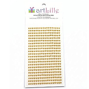 Meia Pérola Adesiva 4mm 396un Ouro - Artlille