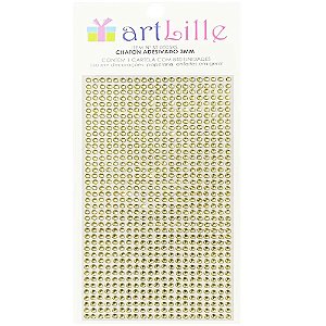Chaton Adesivado 3mm 840un Ouro - Artlille