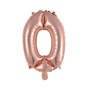 Balão Metalizado 16P Rose Gold Número 0 - Br Festas