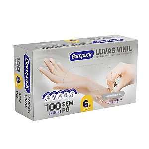 Luvas Vinil Sem Pó M 100un - Bompack
