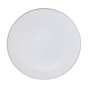 Prato Refeição Branco Com Prata 26cm 6un - Silver