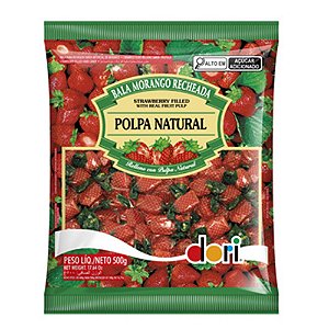 Bala Recheio Morango 500g - Dori