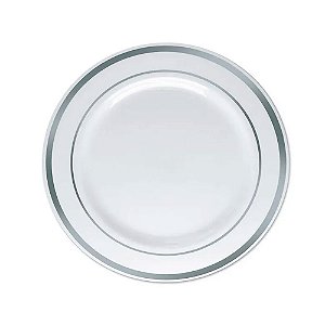 Prato Sobremesa Borda Prata 19cm 6un - Silver