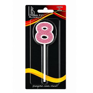 Vela Pequena Glitter Rosa 8 - Alchester