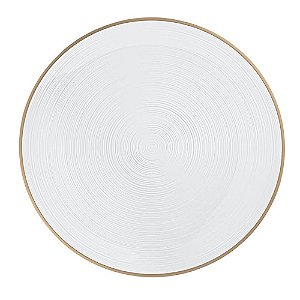 Prato Refeição Transparente Com Borda Dourada 26cm 6un - Silver