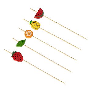 Palito Bambu Frutas Diversas 12cm 20un - Silver