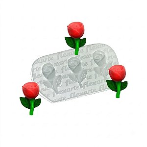 Molde de Silicone Trio de Rosinhas Madelyn 898 - Flexarte