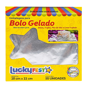 Embalagem Bolo Gelado Incolor 20x22cm 50un - Lucky Fest