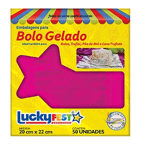 Embalagem Bolo Gelado Pink 20x22cm 50un - Lucky Fest