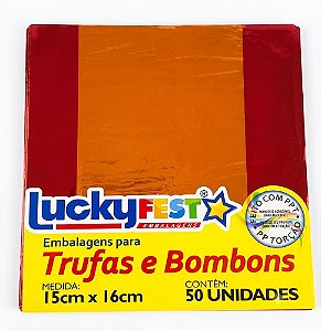 Embalagem Trufa Laranja 15x16cm 50un - Lucky Fest