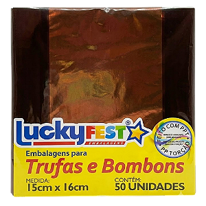 Embalagem Trufa Castanho 15x16cm 50un - Lucky Fest