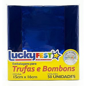 Embalagem Trufa Azul Escuro 15x16cm 50un - Lucky Fest