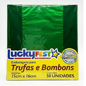 Embalagem Trufa Verde Escuro 15x16cm 50un - Lucky Fest