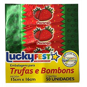 Embalagem Trufa Morango 15x16cm 50un - Lucky Fest
