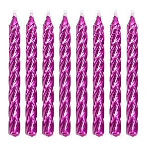 Vela Palito Espiral Metalizada Rosa 8un - Silver