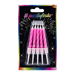 Vela Palito Neon Pink 10un - Partiu Festa