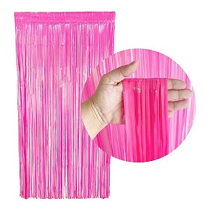 Cortina Metalizada Rosa Neon 1x2m - Partiu Festa