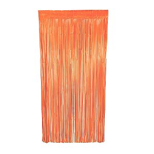 Cortina Metalizada Laranja Neon 1x2m - Partiu Festa