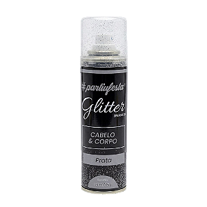 Spray Com Glitter Prata 120ml - Partiu Festa