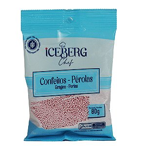 Confeito Perolado Rosa 80g - Iceberg