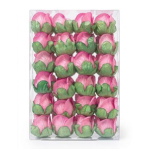 Forminha Botão de Rosa Rosa Chiclete 24un - Decora Doces