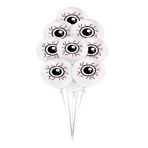 Balão 9 Halloween Infantil Olhos 25un - Regina