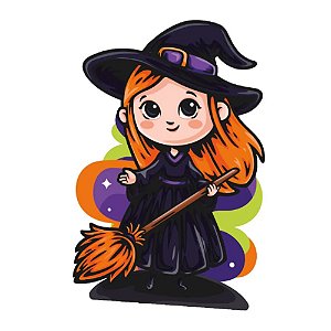 Totem Decorativo Bruxinha Halloween Infantil - Regina