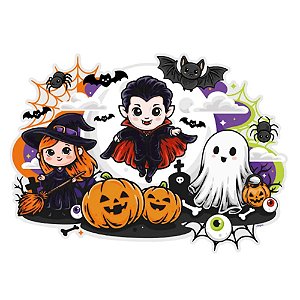 Decoração Para Porta ou Parede Cenário Halloween Infantil - Regina