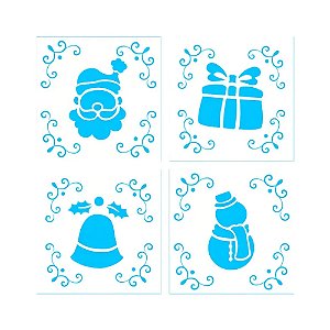 Kit Mini Stencils Natal 4 Peças - Blue Star