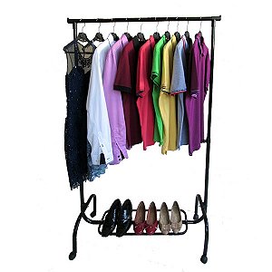 Arara De Roupas Em Aço Cabideiro Com Altura Regulável Sapateira e Rodinhas