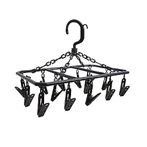 MINI VARAL DE ROUPAS INTIMAS RETANGULAR COM 14 PRENDEDORES PRETO