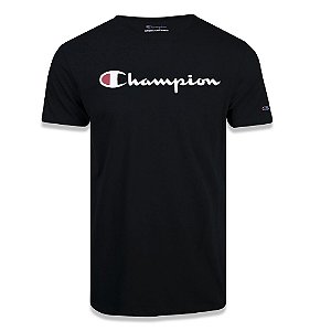 Camiseta Manga Curta Champion Script Logo Print Preto