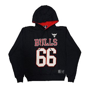 Moletom Chicago Bulls 66 NBA Fechado c/ capuz Preto/Vermelho
