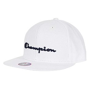 Boné Champion Aba Reta Snapback Script Hat Branco